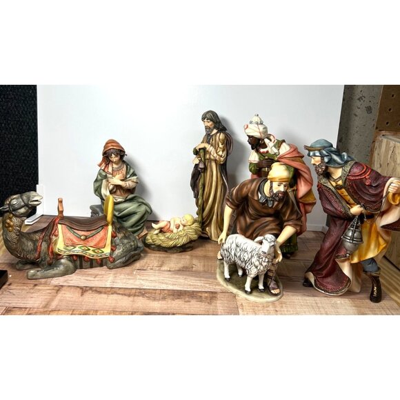 VTG O'Well Grandeur Hand-Painted Ceramic Nativity Scene Set 10 Pieces, Large - Picture 1 of 16